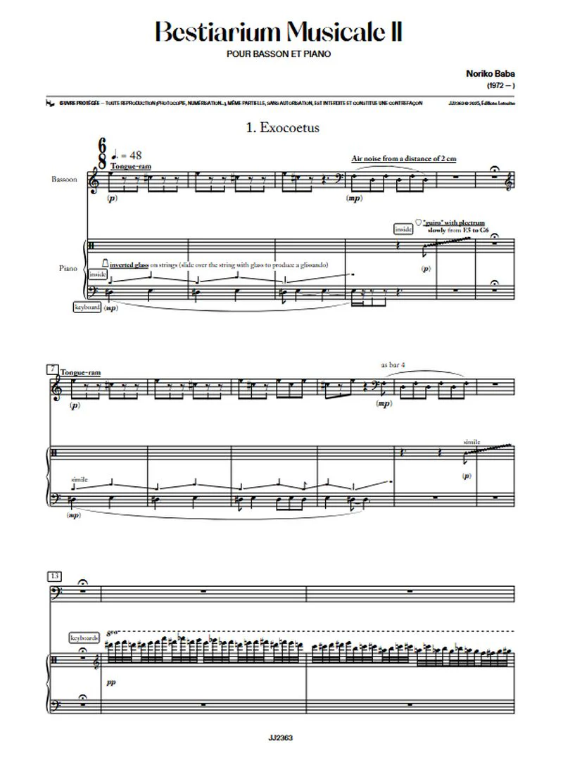 Baba Noriko - Bestarium musicale II - Basson et piano - Image 2