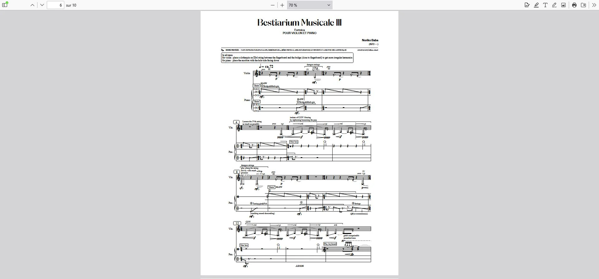 Baba Noriko - Bestarium musicale III : Formica - Violon et piano - Image 2