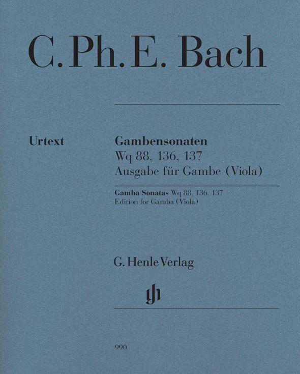 Bach Carl Philipp Emanuel - Sonates pour Viole de Gambe Wq 88-136-137 - Alto (viole de Gambe)/piano