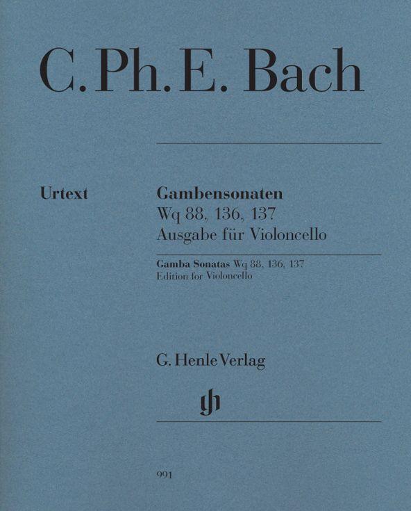 Bach Carl Philipp Emanuel - Sonates pour Viole de Gambe Wq 88-136-137 - Violoncelle/piano