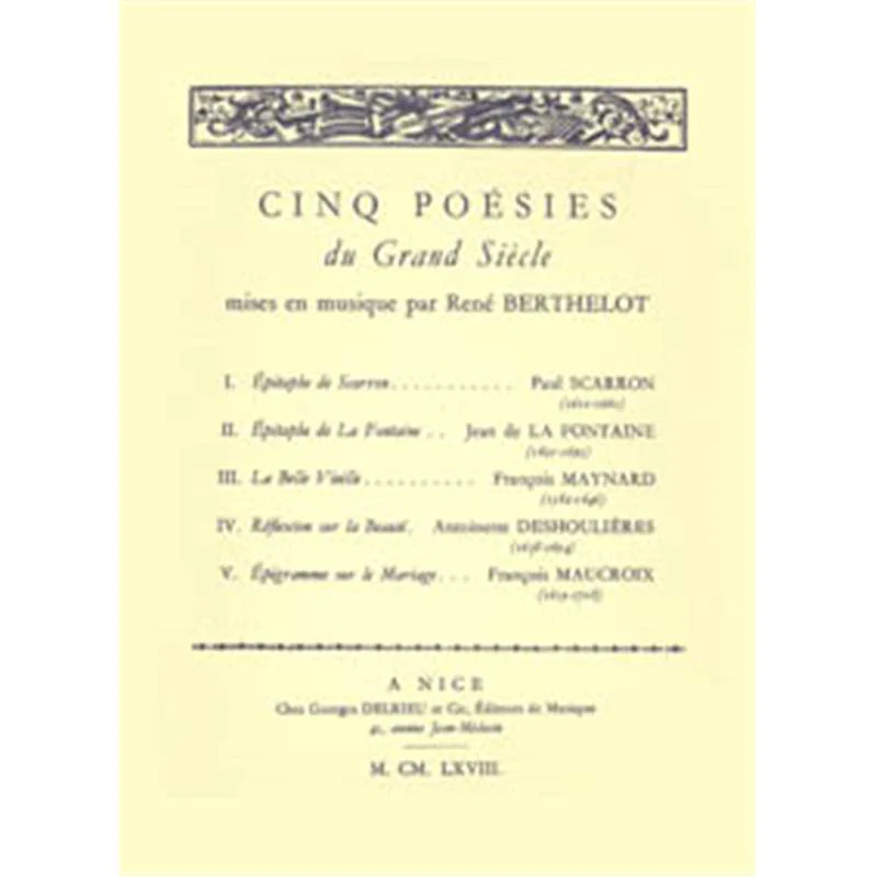 Berthelot Rene - Poesies du Grand Siecle (5) - Chant