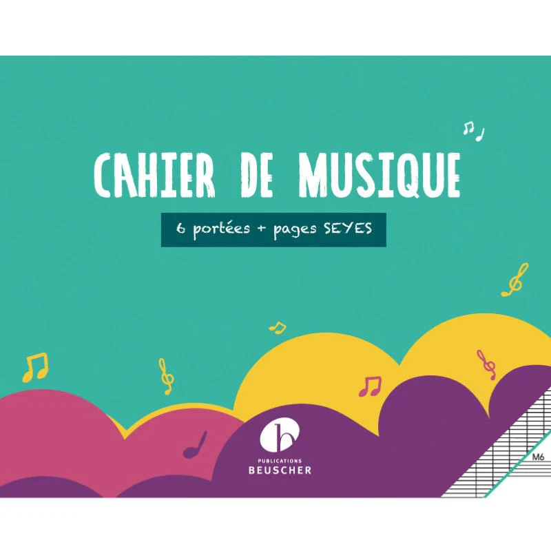 Cahier de Musique 6 Lignes avec Pages pour Ecriture M6