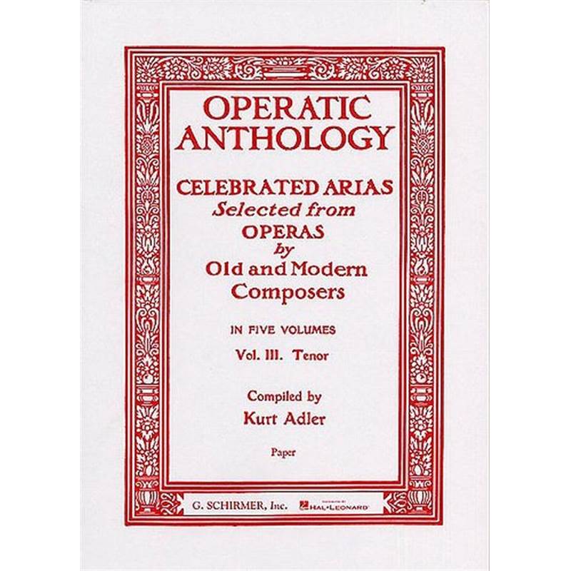 Compilation - Operatic Anthology Vol.iii :tenor Voix Tenor/piano