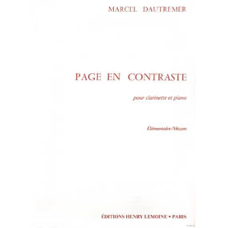 Dautremer Marcel - Page en Contraste - Clarinette et Piano
