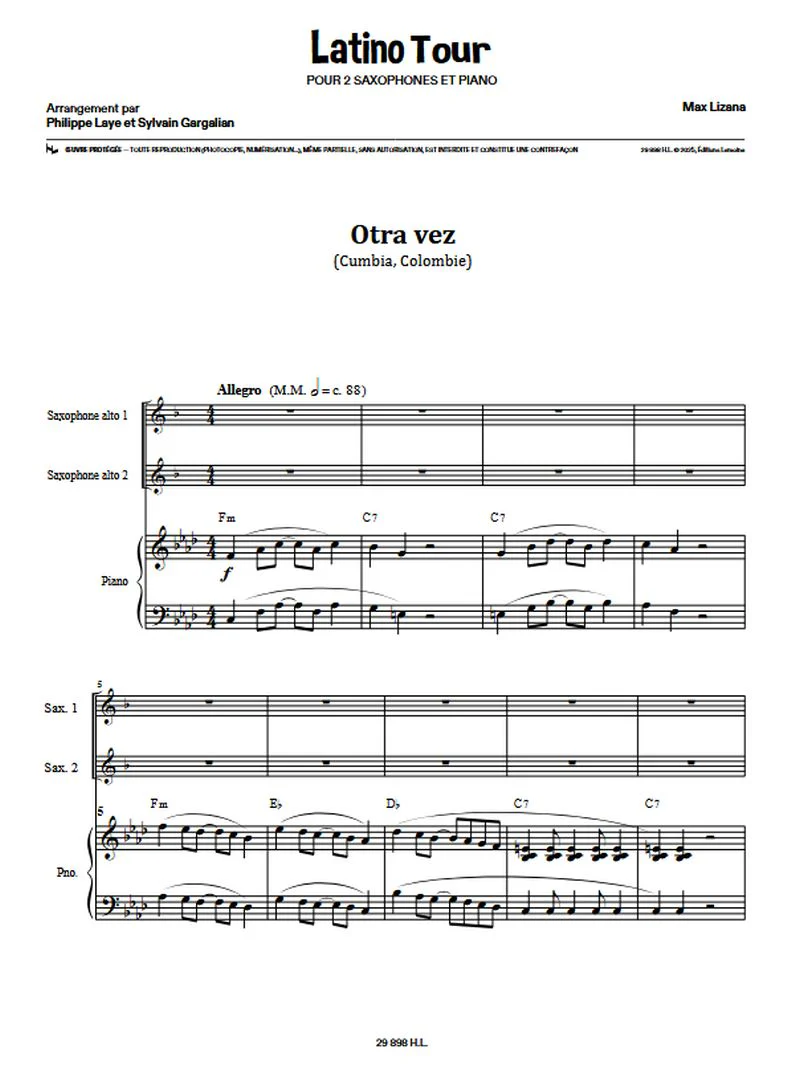 Gargalian / Laye / Lizana - Latino tour (6pièces) +AO - 2 saxophones altos et piano - Image 2