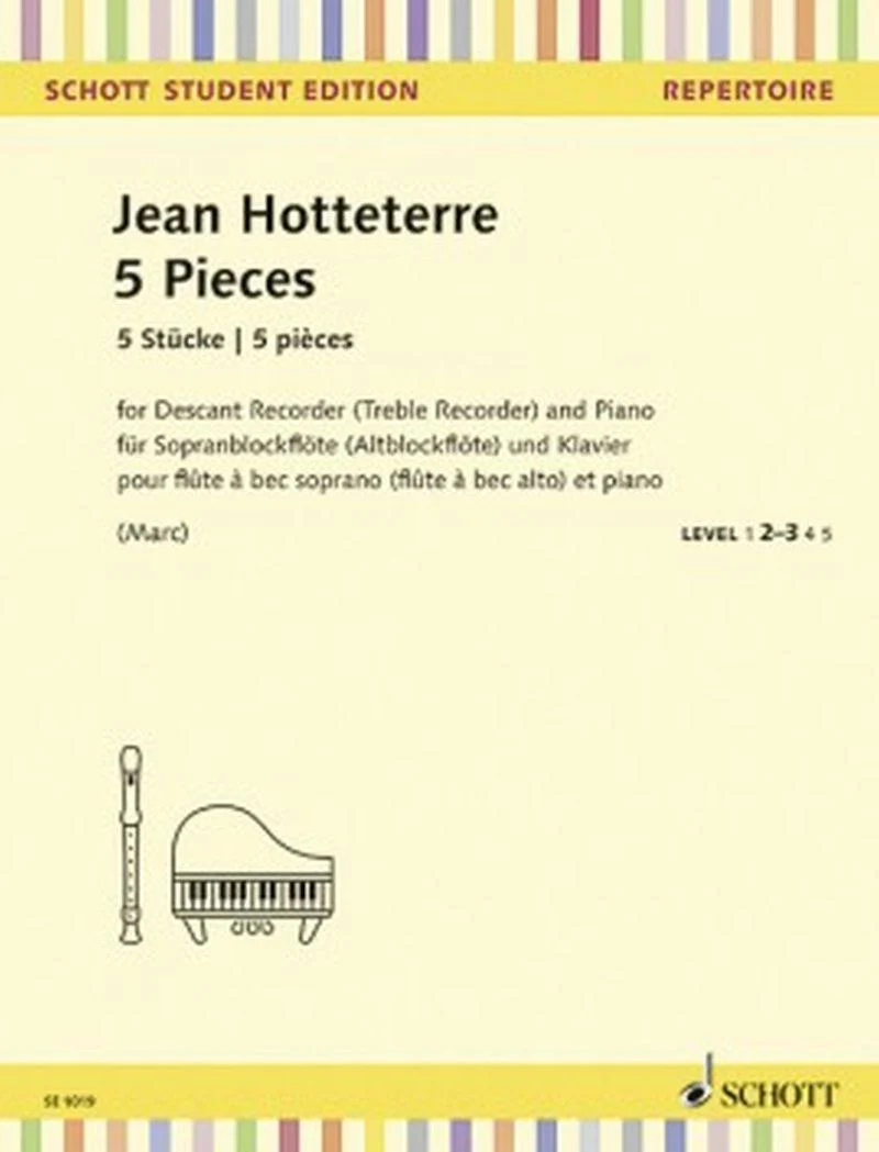 Hotteterre Jean - 5 Pieces Extraites de la Noce Champetre - Flute A Bec Soprano ou Alto et Piano