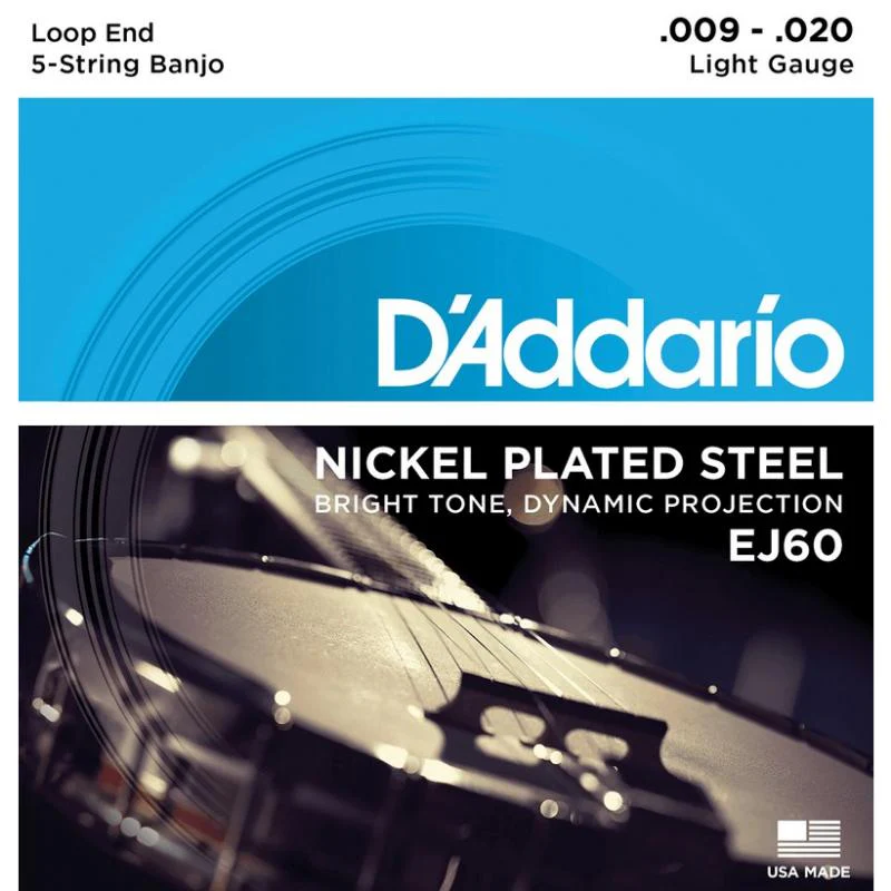 Jeu de Cordes Banjo 5 Cordes D' Addario EJ60 Tirant 9-20