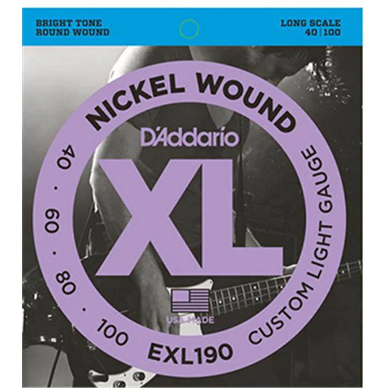 Jeu de Cordes de Basse D'addario EXL190 Tirant 40/100