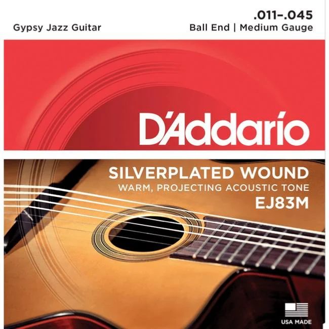 Jeu de Cordes Guitare Manouche D'addario Ej83m Medium
