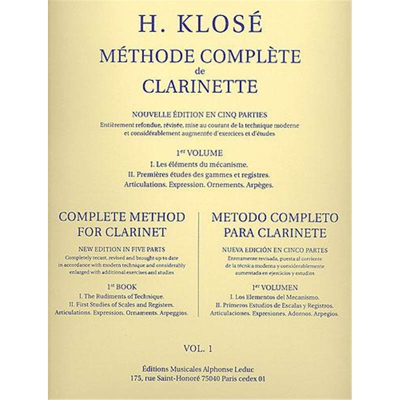 Klose Hyacinthe - Methode Complete de Clarinette Vol.1