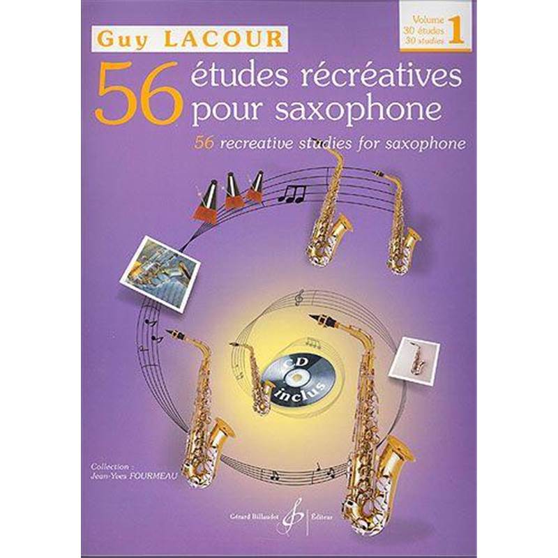 Lacour Guy - 56 Etudes Recreatives pour Saxophone Vol.1 + Cd