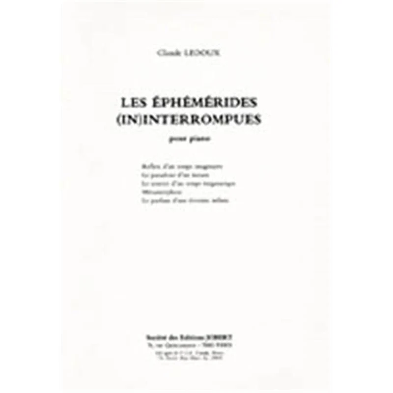 Ledoux Claude - les Ephemerides Interrompus - Piano