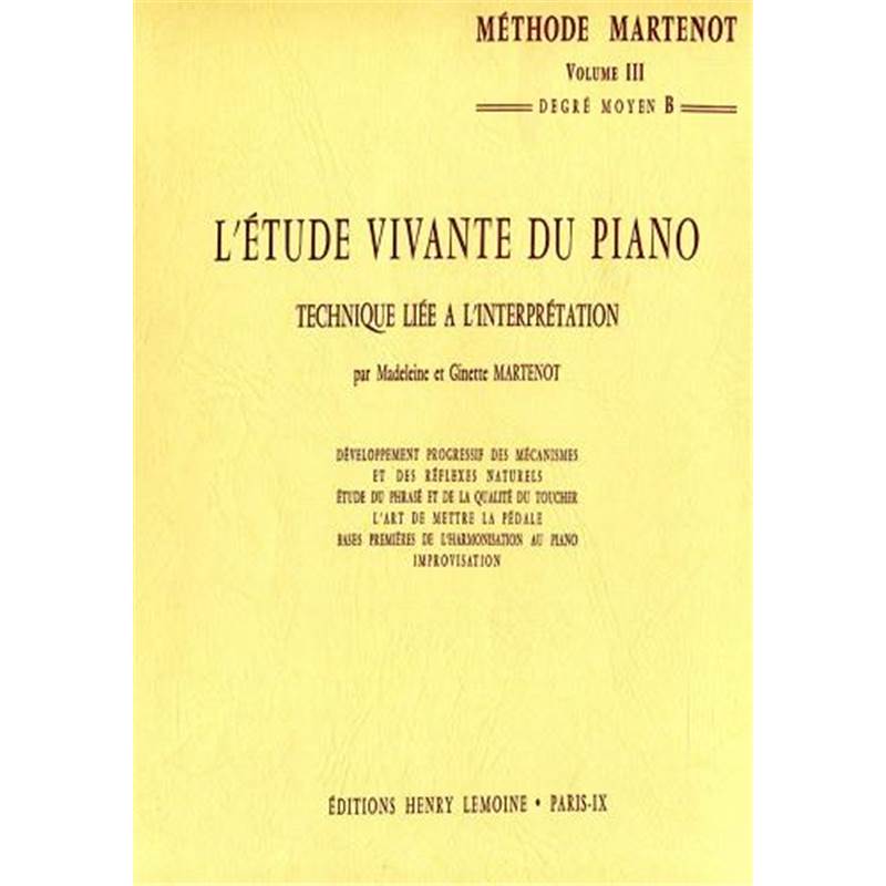 Martenot G et M - Etude Vivante 3 - Moyen B - Piano
