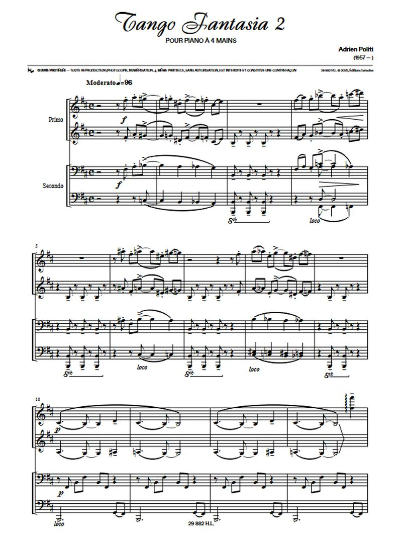 Politi Adrien - Tango Fantasia 2 - Piano à 4 mains - Image 3