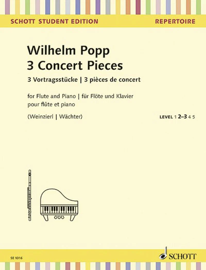 Popp Wilhelm - 3 Pieces de Concert - Flute et Piano