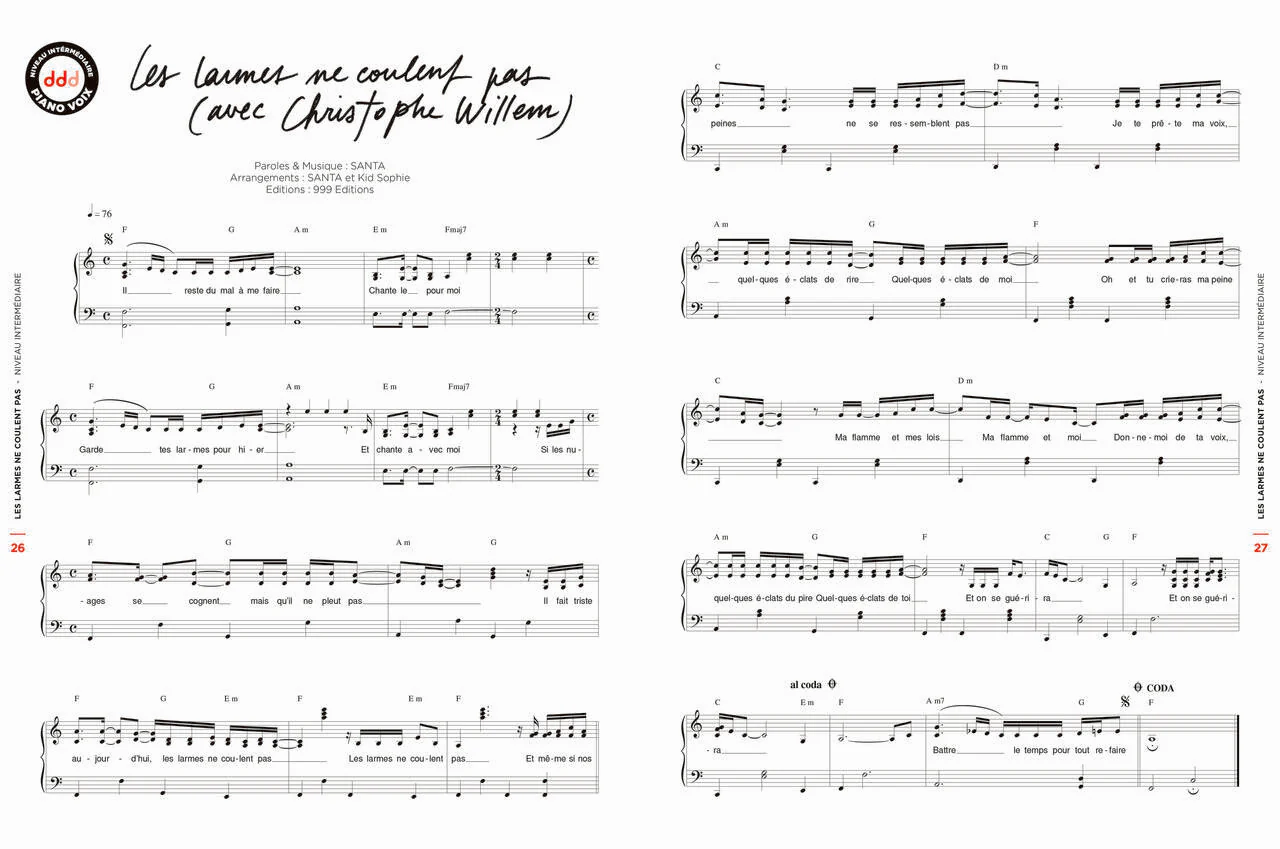 Santa - Recommence - moi - piano solo et piano / guitare et voix - Image 2