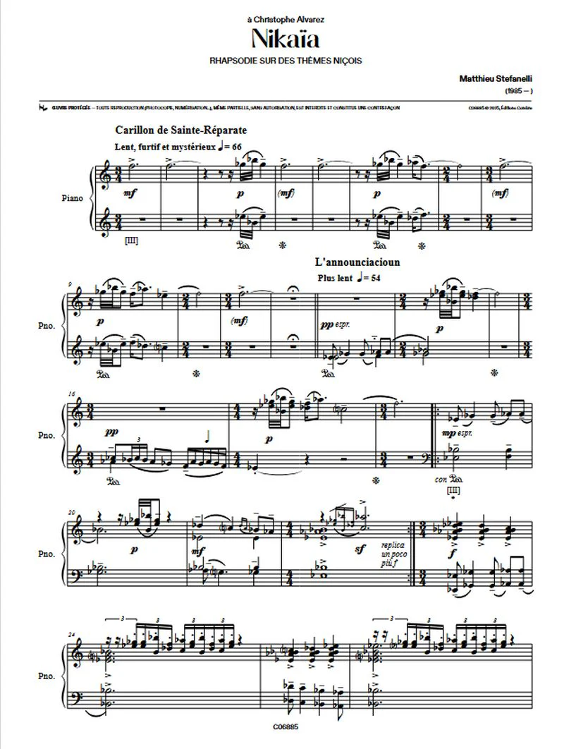 Stefanelli Matthieu - Nikaïa, rhapsodie sur des thèmes niçois - Piano - Image 2