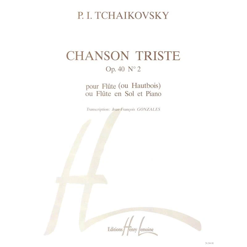 Tchaikovsky Pi - Chanson Triste Op.40 N°2 - Flute ou Hautbois ou Flute en Sol et Piano