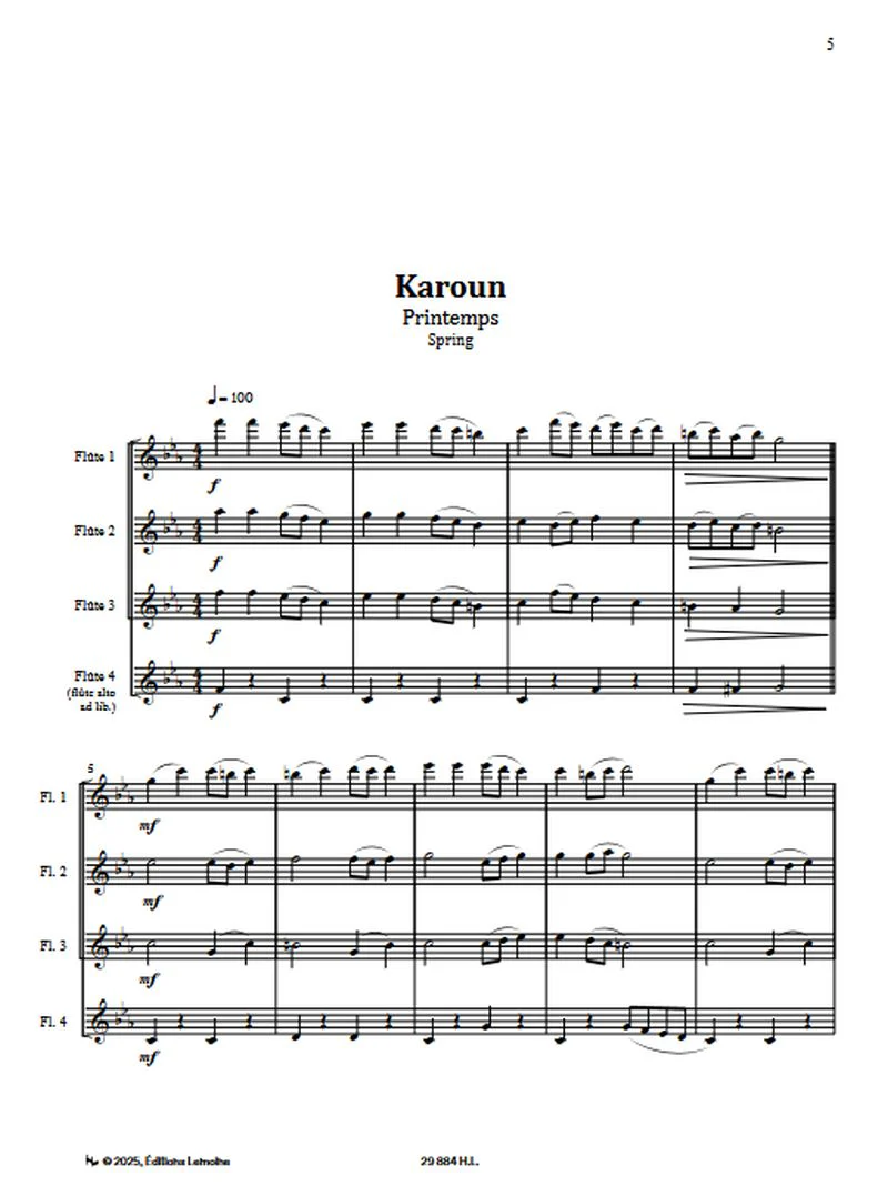 The quartets of klezmer, gipsy, armenian music V1 pour flûtes - Conducteur et parties séparées - Image 3