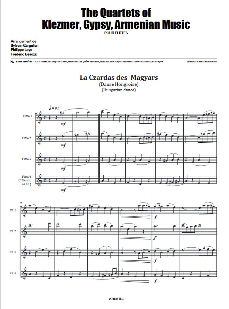 The quartets of klezmer, gipsy, armenian music V2 pour flûtes - Conducteur et parties séparées - Image 2