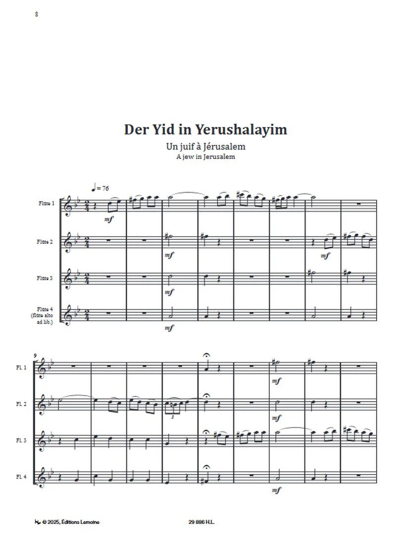 The quartets of klezmer, gipsy, armenian music V2 pour flûtes - Conducteur et parties séparées - Image 3