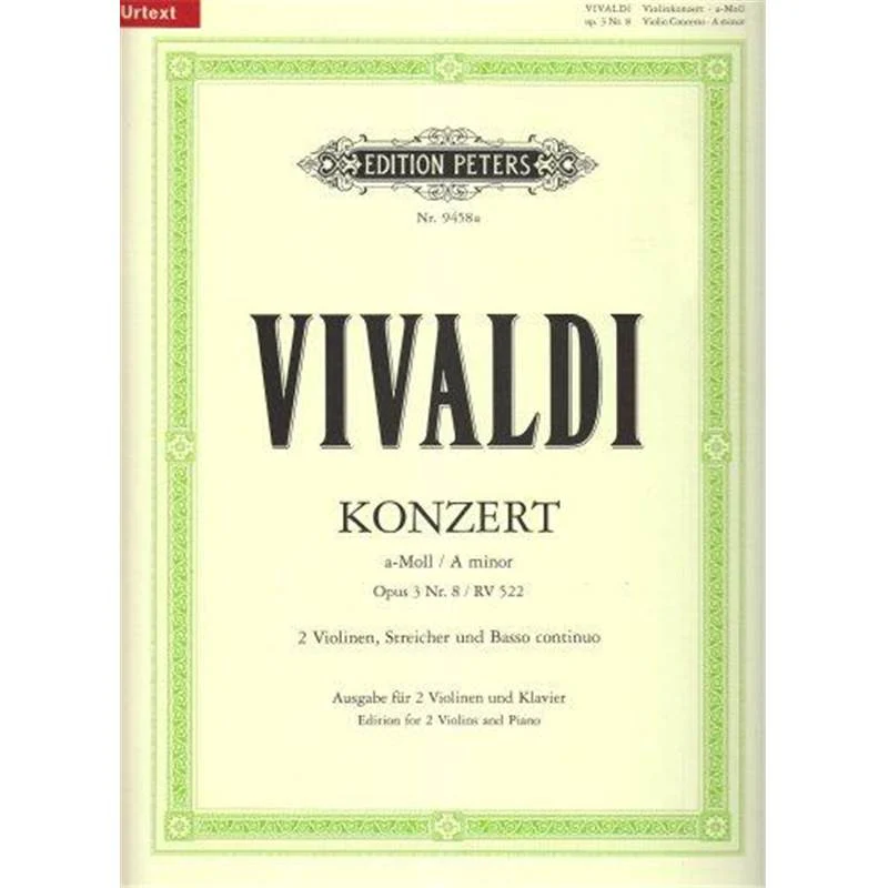 Vivaldi Antonio - Concerto 2 Violons Op.3/8 Rv522 la Mineur Violons (2)/piano